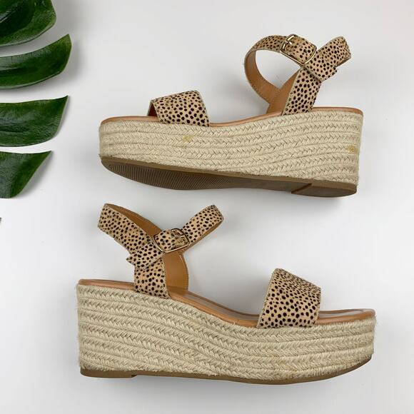 J Crew Platform Espadrille Sandals Leopard Print Calf Hair Women's 8.5 - Picture 7 of 15